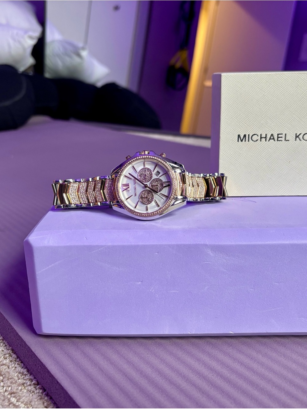 Michael Kors Rose Gold Crystal-Accented Women's Chronograph Watch